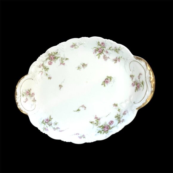 Limoges Haviland C.H. Field Rose Floral Gold Rim 17" Serving Platter Early 1900 - Picture 1 of 3